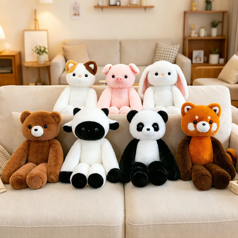 Lazy Style Small Animal Plush Pillow Cute Rabbit Cat Panda Pig Sheep Bear Stuffed Toy Soft Companion Doll Kids Birthday Gift