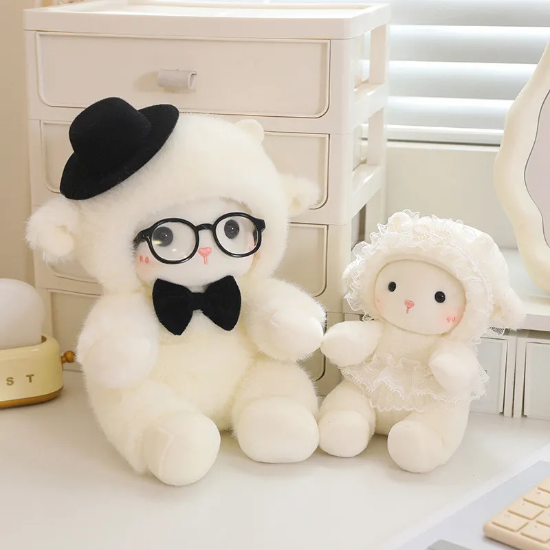 Lindo Boda Pareja Oveja Juguete de Peluche Suave Peluche Muñeca Animal Para Coche Decoración de Boda Regalo de San Valentín