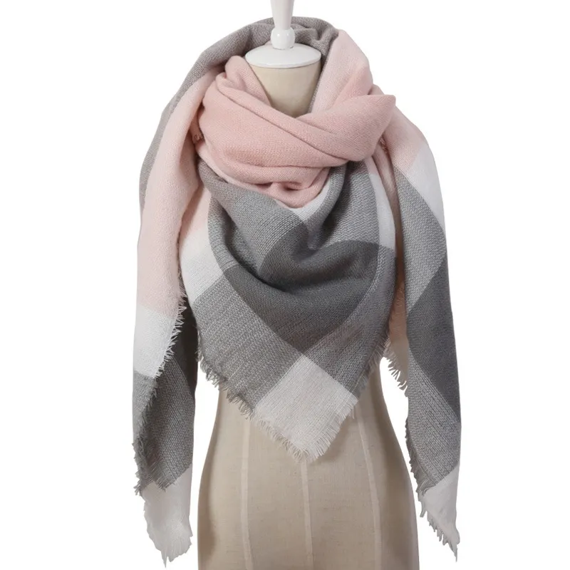 Damen Dreieckstuch Kaschmir-Gefühl Acryl Mode Karomuster Quaste Schal Winter Warm Outdoor Täglicher Schal