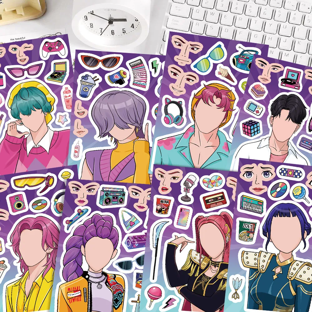 K-POP Girl Group Style Decorative Stickers Cartoon DIY Journal Notebook Water Cup Scrapbook Waterproof Adhesive Decals Set