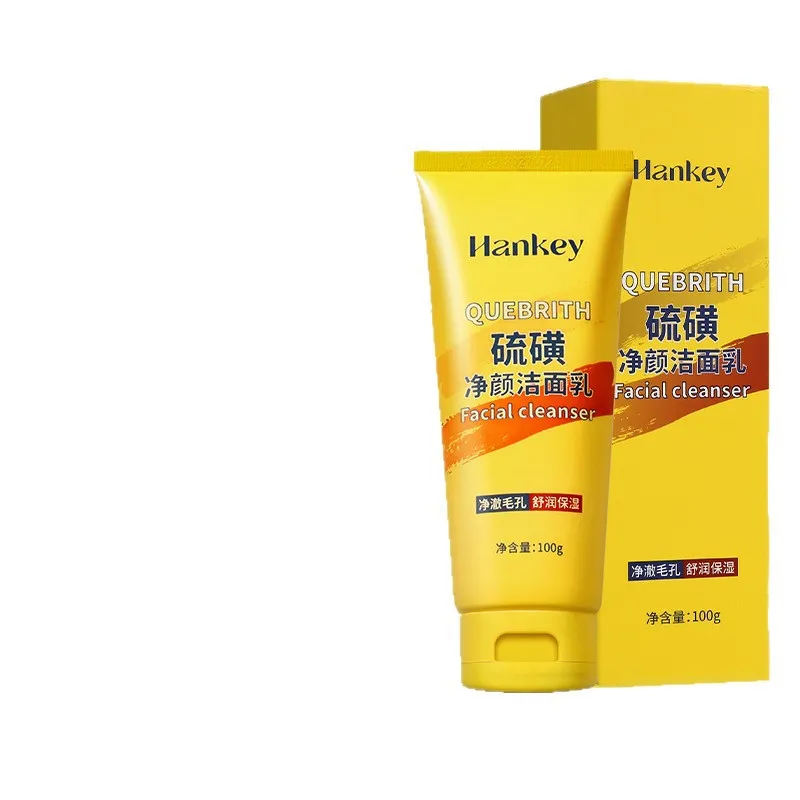 Limpiador Facial de Azufre Hankey Limpieza Profunda Control de Grasa Hidratante Jabón Facial para Mujeres y Hombres