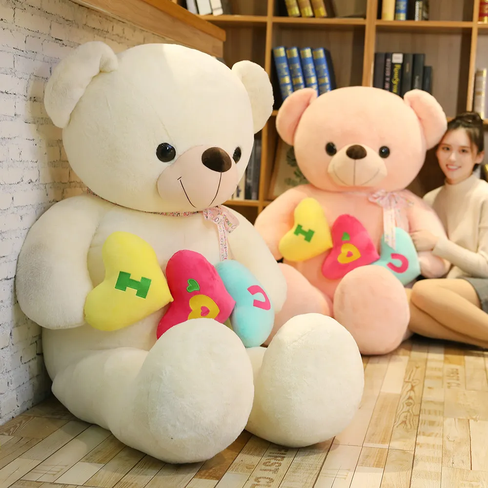 San Valentino Gigante Tenente Cuore Orsacchiotto Giocattolo di Peluche Carino Bambola Animale Stimbito Morbido Regalo