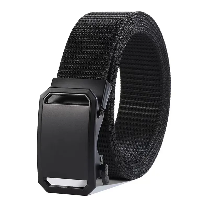 Men Casual Nylon Belt Tactical Outdoor Business Fashion Woven Belt With Alloy Automatic Buckle Adjustable Waist Strap