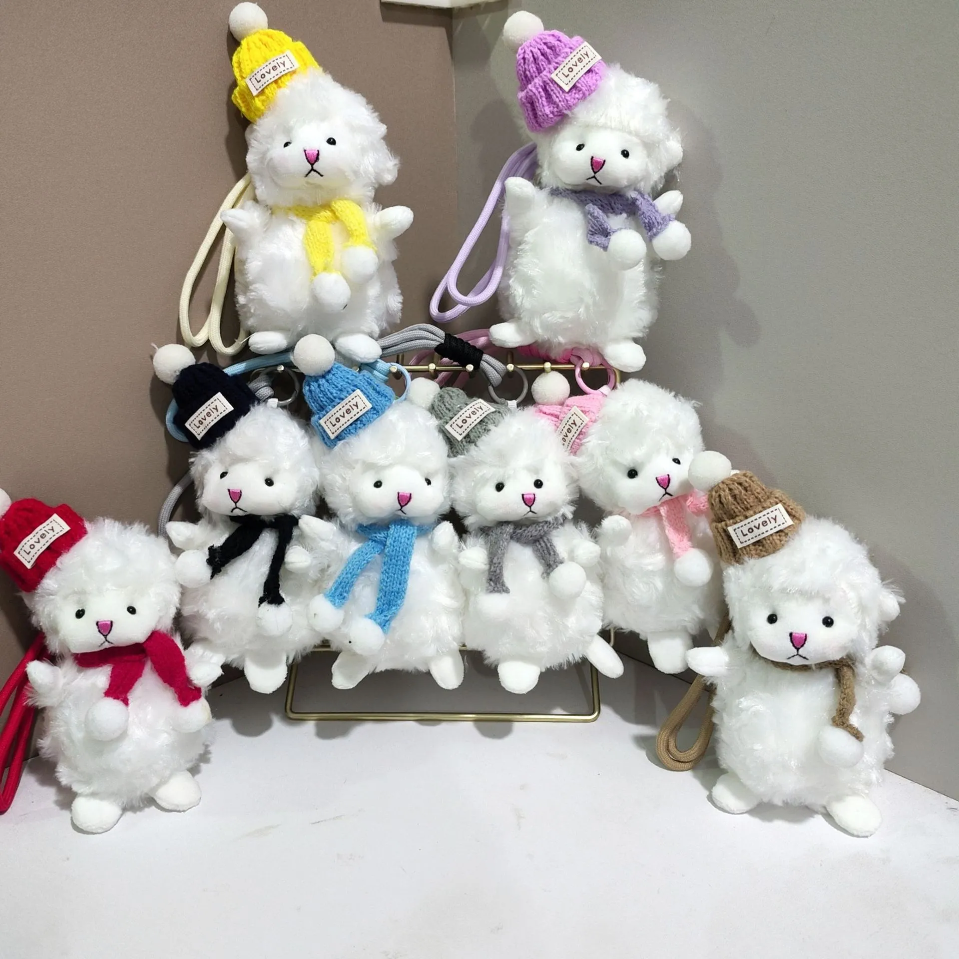 Mignon Petit Mouton Pendentif en Peluche Poupée de Dessin Animé Charme de Sac Jouet en Peluche Doux