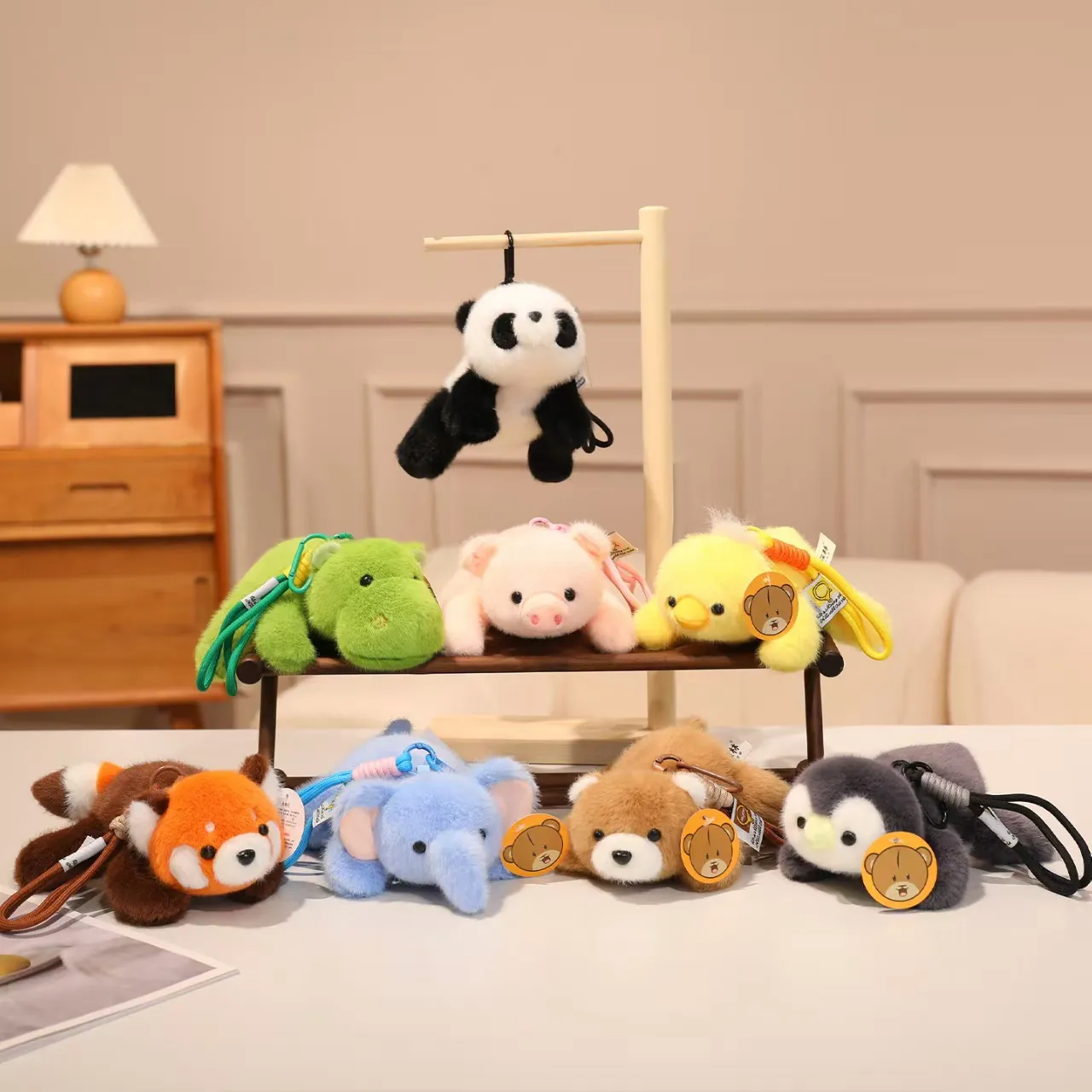 Cute Animal Plush Toy Pendant Kawaii Panda Duck Penguin Bear Stuffed Doll Bag Hanging Ornament Soft Toy Gift For Girls