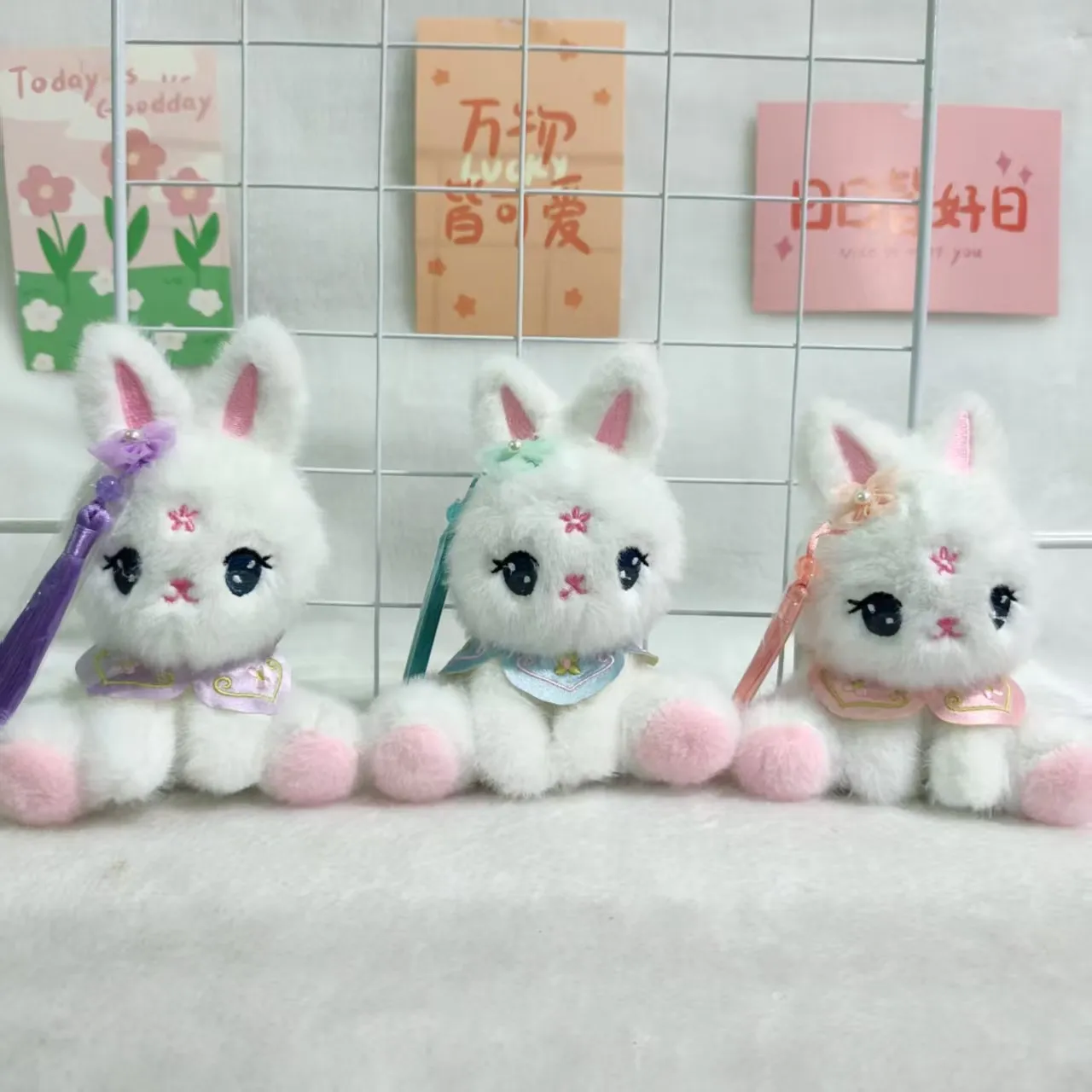 Süßes Guochao Kaninchen Plüsch Schlüsselanhänger Tasche Anhänger Traditioneller Chinesischer Stil Stofftier Puppe Spielzeug Geschenk