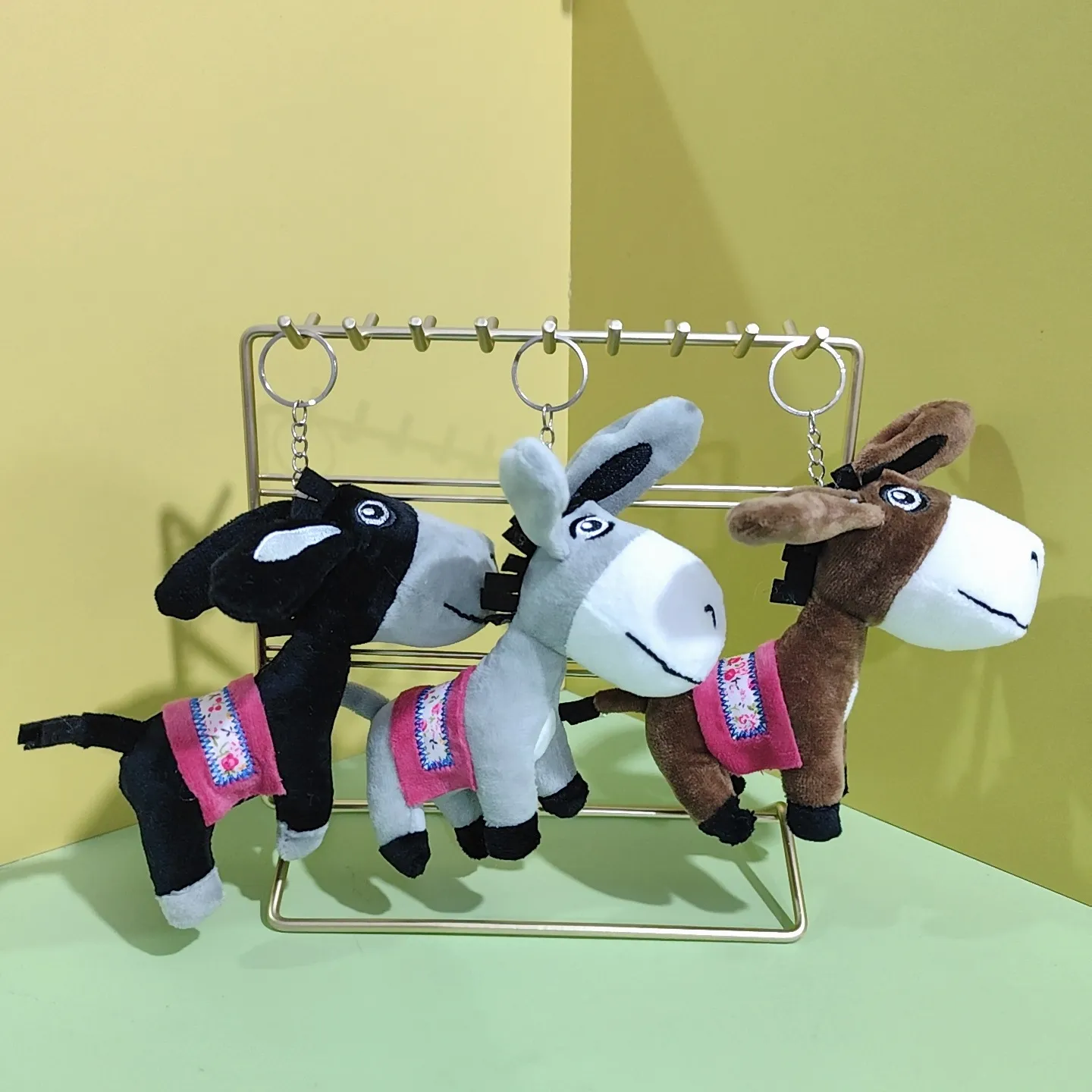 Süßer Kleiner Esel Plüschtier Schlüsselanhänger Weiches Kuscheltier Tasche Anhänger Cartoon Schlüsselring Geburtstagsgeschenk Für Frauen Kinder