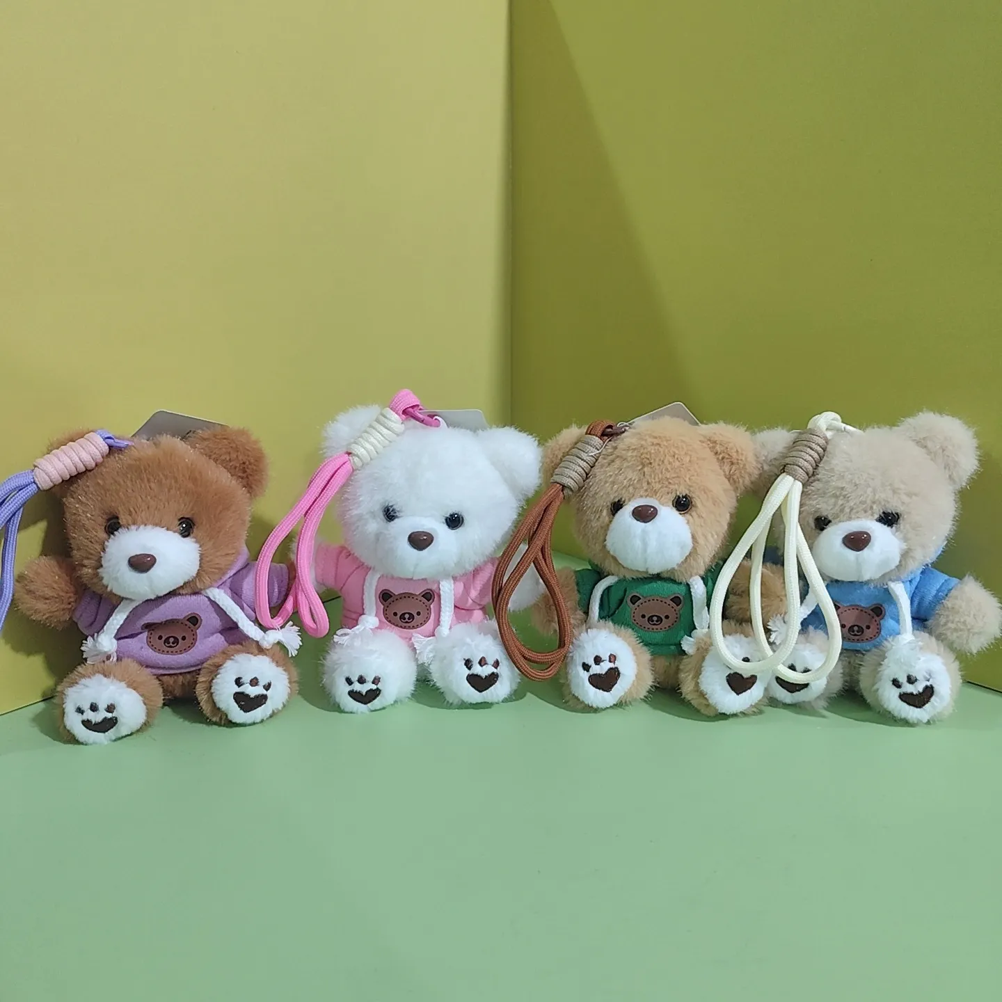 Cute Teddy Bear Plush Toy Pendant Keychain Stuffed Animal Bag Charm Hooded Bear Doll Key Ring Gift