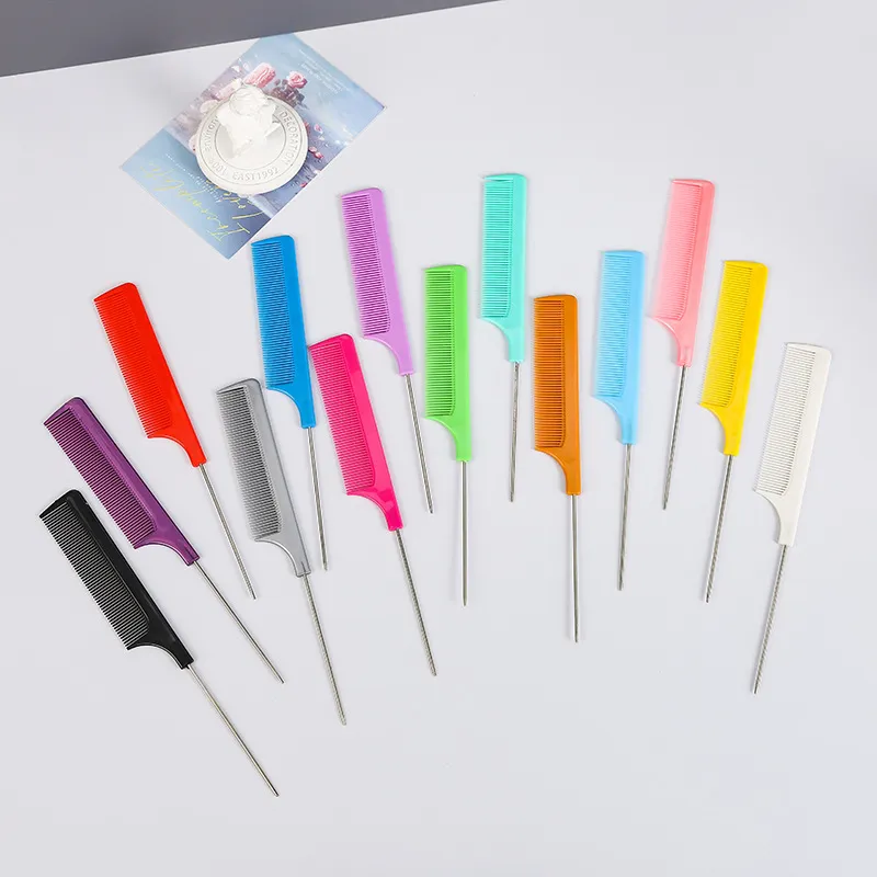 Professional Heat Resistant Tail Comb Steel Needle Styling Comb Salon Hairdressing Tool For Hair Styling And Coloring