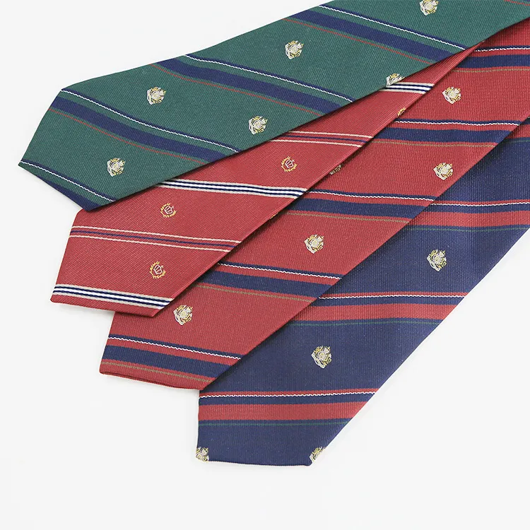 Unisex Preppy Style Diagonal Stripe Zipper Tie Crown Embroidery JK Uniform Necktie Fashion Business Casual Neckwear