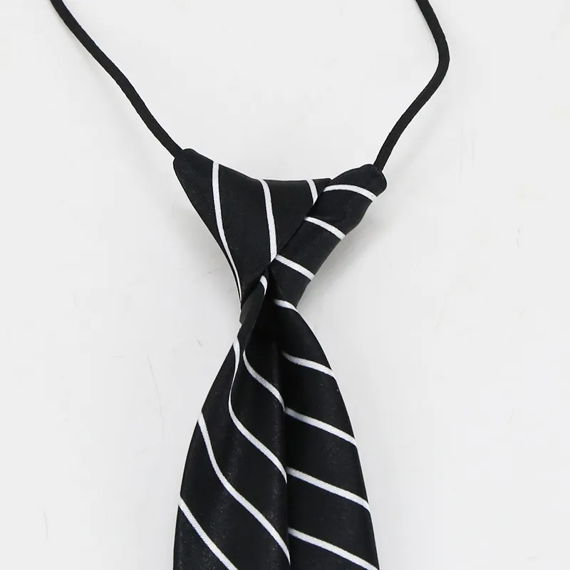 Kids Striped Necktie Preppy Style Zipper Tie Casual School Performance Tie Polyester Neckwear For Boys And Girls