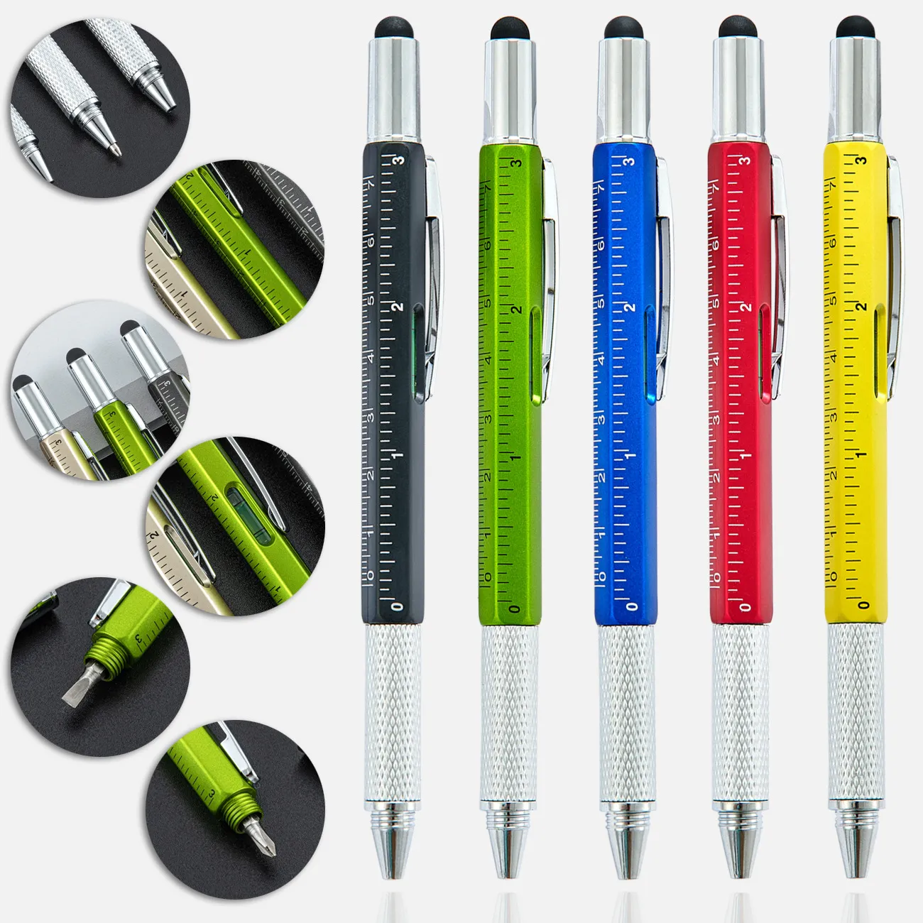 Multifunctionele Gereedschap Balpen Met Liniaal Schroevendraaier Touchscreen Stylus Kantoor School