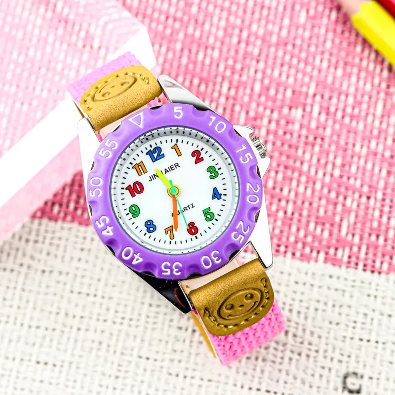 Kinder Kwarts Horloge Canvas Band Kleurrijke Digitale Leertijd Polshorloge Casual Analoog Horloge Voor Jongens En Meisjes