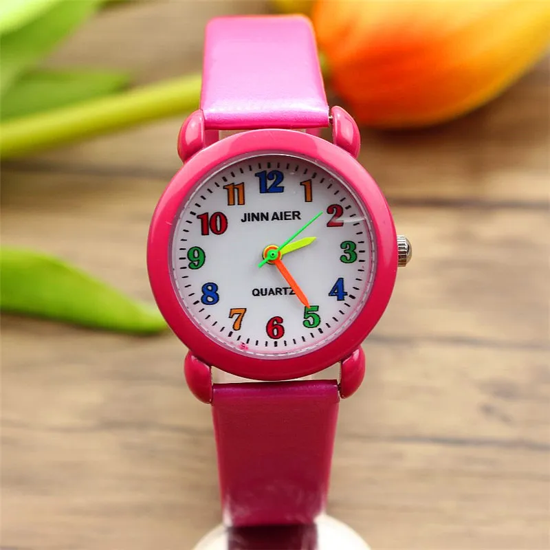 Kinder Casual Quarz Uhr Kinder Einfach Bunte Lederarmband Analog Armbanduhr