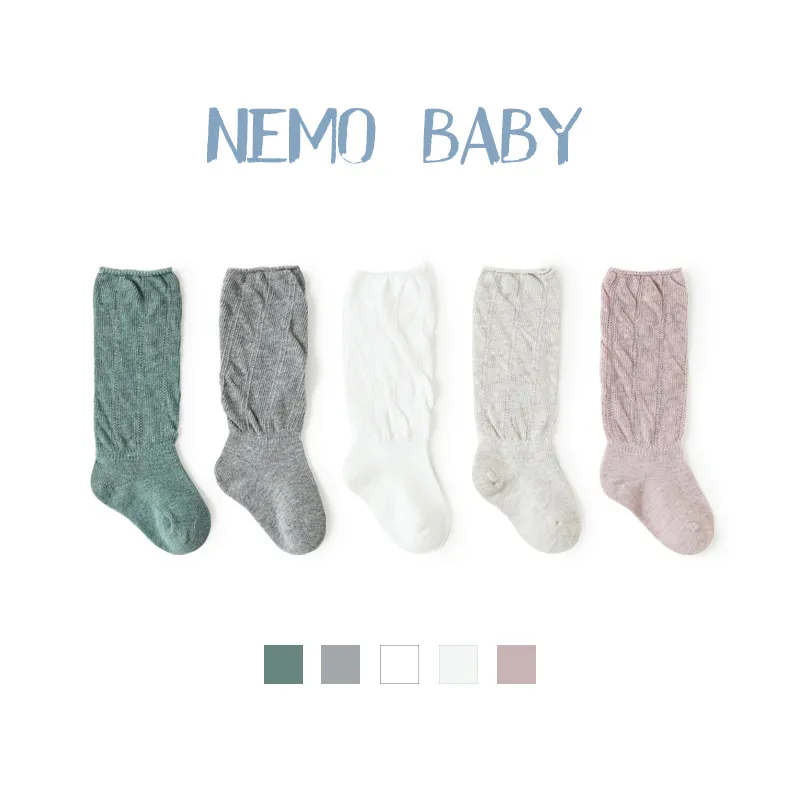 Nourrisson Enfants Chaussettes Slouch Couleur Unie Longues Chaussettes en Coton Genou Haute Décontracté Doux Respirant Tout-Petits Bébé Hoiserie