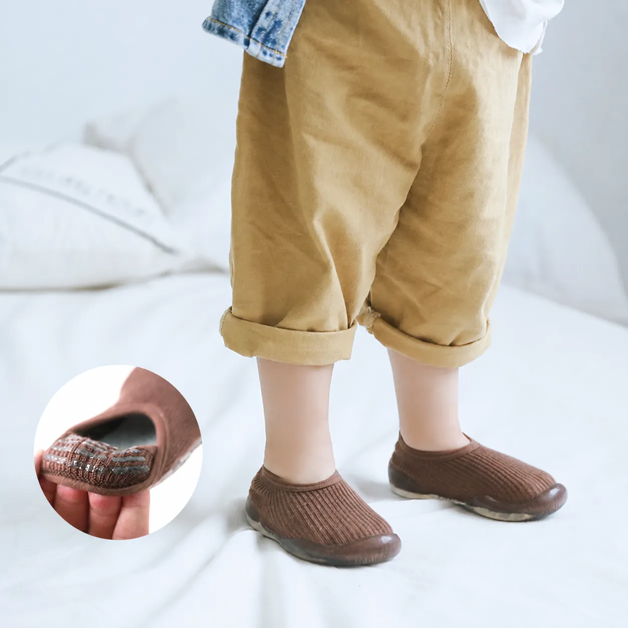 Baby Rutschfeste Weiche Sohle Boden Socken Schuhe Frühling Herbst Atmungsaktiv Gekämmte Baumwolle Kleinkind Lauflöser Schuhe Cartoon Schleife Kinder Schuhe