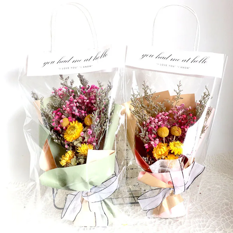 Bouquet de Fleurs Séchées Naturel Arrangement Floral Fait Main Cadeau Pour Fête Décoration d'Intérieur