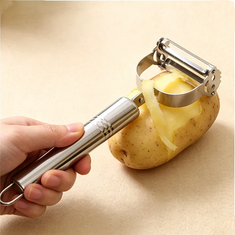 Éplucheur de Légumes en Acier Inoxydable Multifonctionnel Double Tête Râpe à Pommes de Terre Carotte Outils de Cuisine