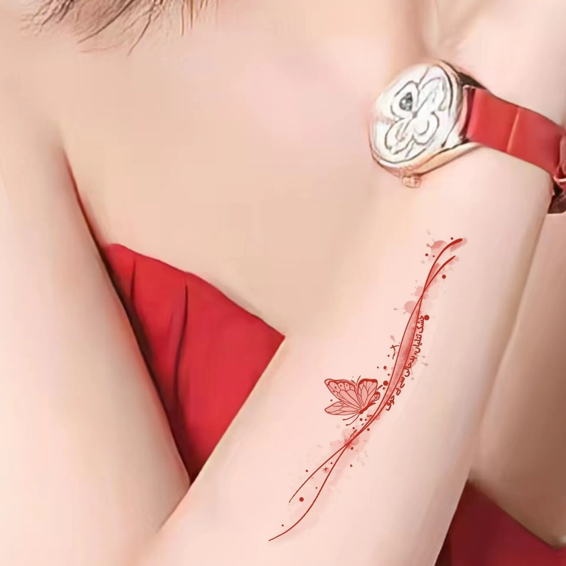 Adesivi per Tatuaggi a Trasferimento d'Acqua Farfalla Lettere Inglesi Tatuaggio Temporaneo Impermeabile Decalcomanie per il Corpo Donna Uomo
