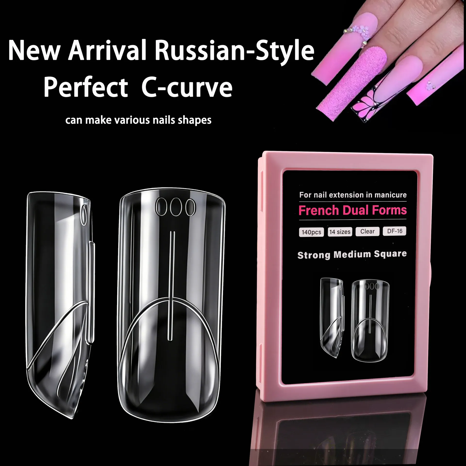 Transparent French Nail Molds Boxed Scale Extension Nail Tips Fast Poly Gel Three Dimensional Nail Extension Manicure Tool