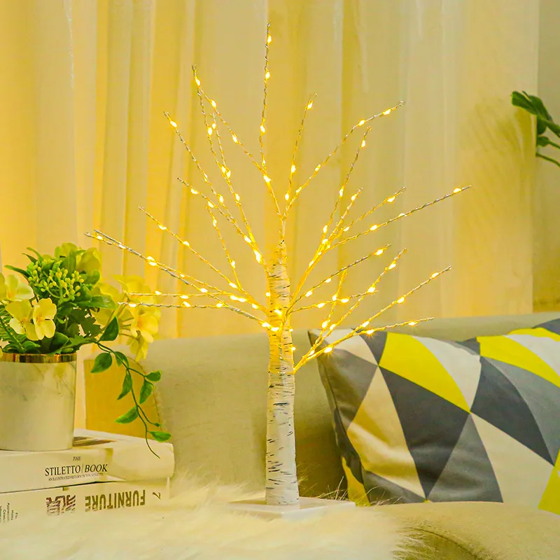 LED Birch Tree Light Warm White Copper Wire Tree Lamp For Room Decor Holiday Party Indoor Lighting Landscape Decoration