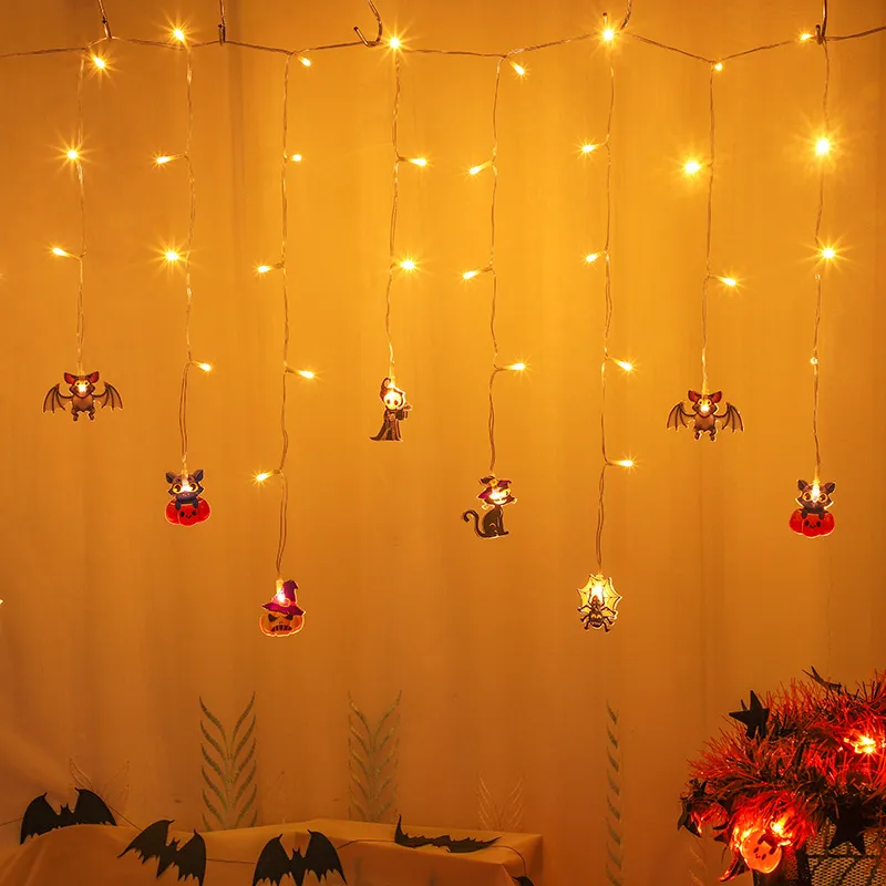 Halloween LED String Lights Bat Ghost Spider Pumpkin Decorative Lights Party Indoor Holiday Atmosphere Lighting