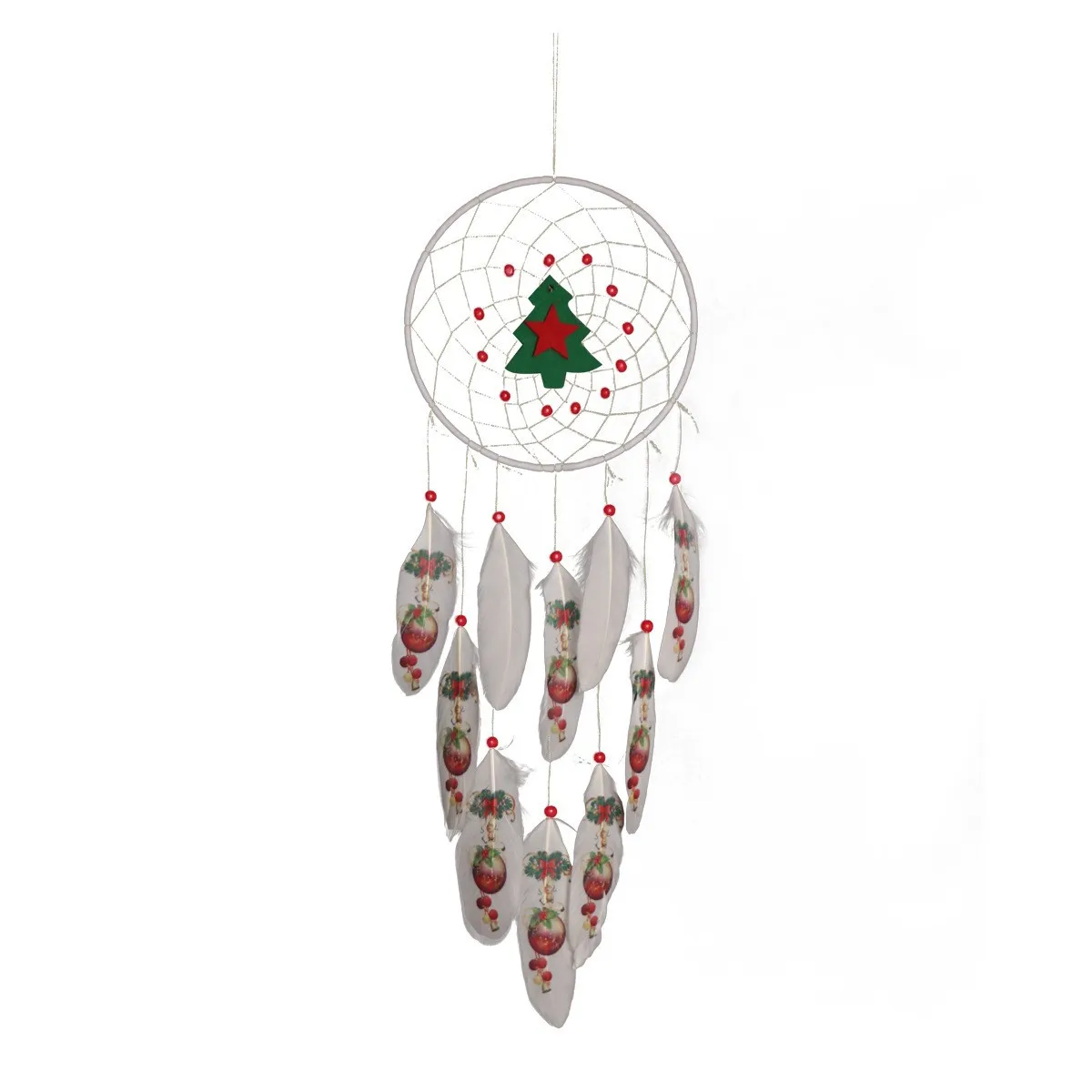 Kerstboom Dromenvanger Wanddecoratie Veren Kwast Ornament Festieve Woondecoratie Woonkamer Muurdecoratie