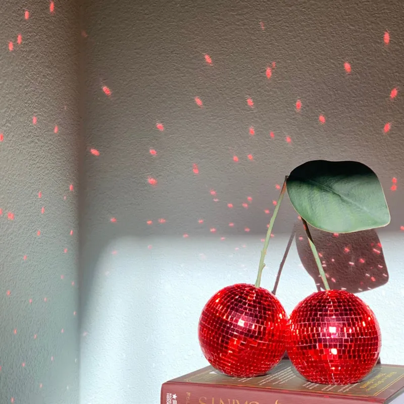 Creative Disco Ball Cherry Table Decor Mirror Glass Desktop Ornament Aesthetic Room Home Decoration Party Prop