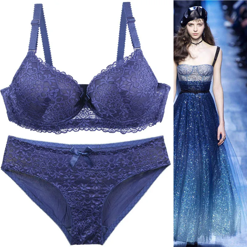 Damen Sexy Spitzen BH und Höschen Set Luxus Push Up Unterwäsche Set Verstellbare Träger Bequeme Lingerie