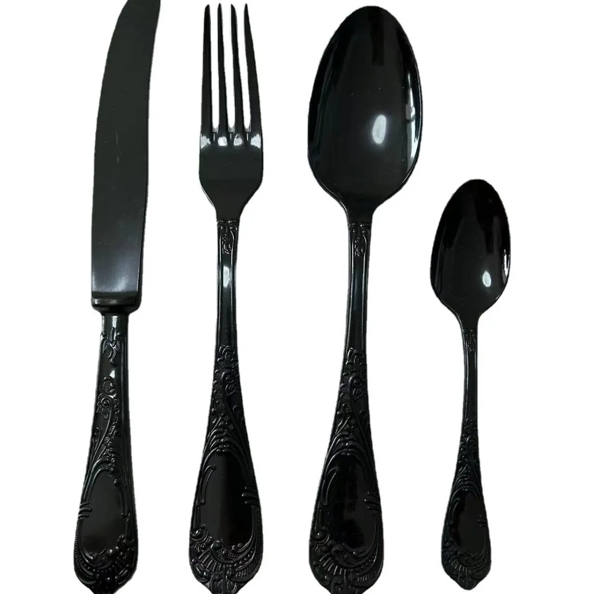 Disposable Plastic Knife Fork And Spoon Set Embossed Pattern Tableware For Birthday Party Wedding Daily Dining Kitchen Supplies