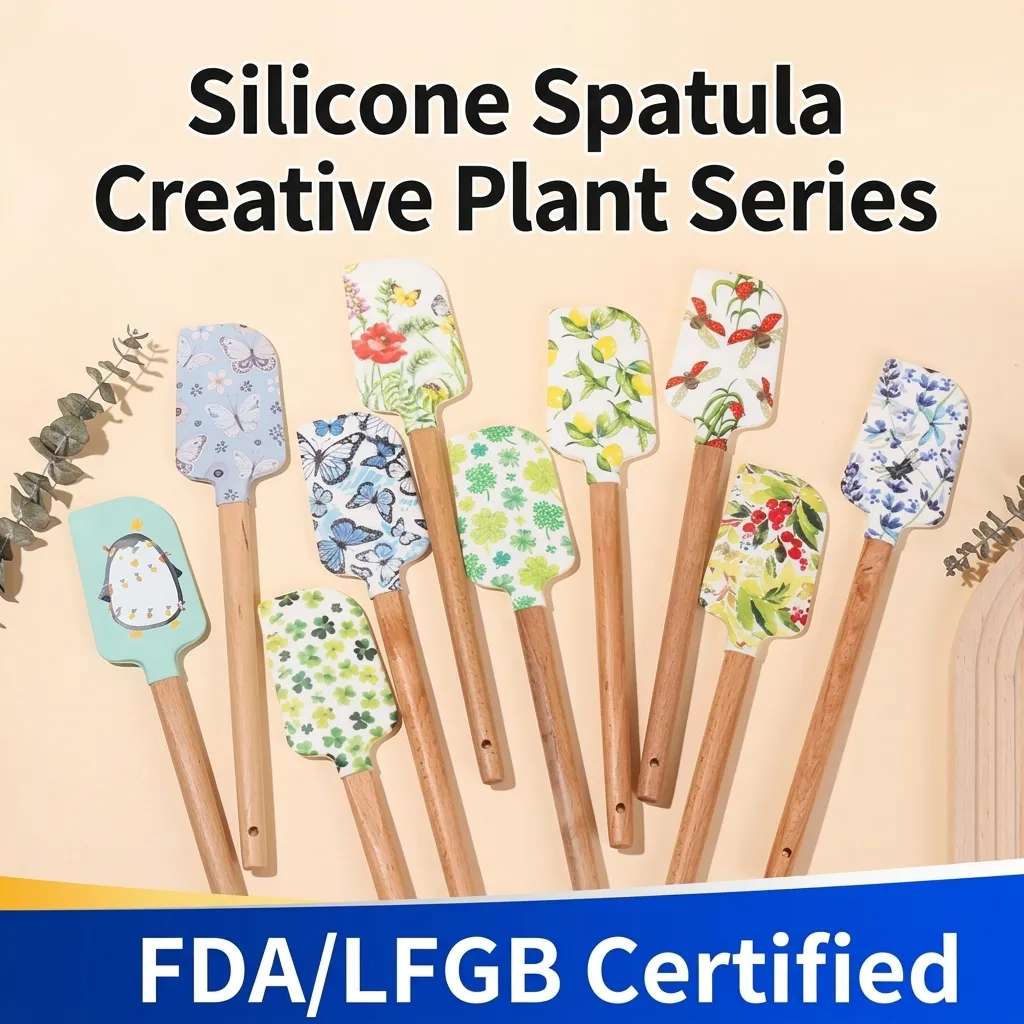 Silicone Spatula Cake Cream Spatula Detachable High Temperature Resistant Wooden Handle Baking Spatula Kitchen Tool