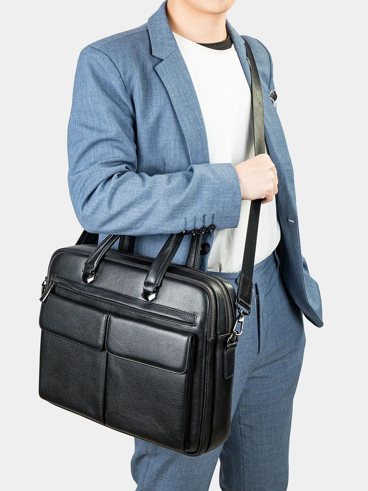 Herren Echtes Leder Aktentasche Laptoptasche Business Pendler Umhängetasche Handtasche Und Umhängetasche