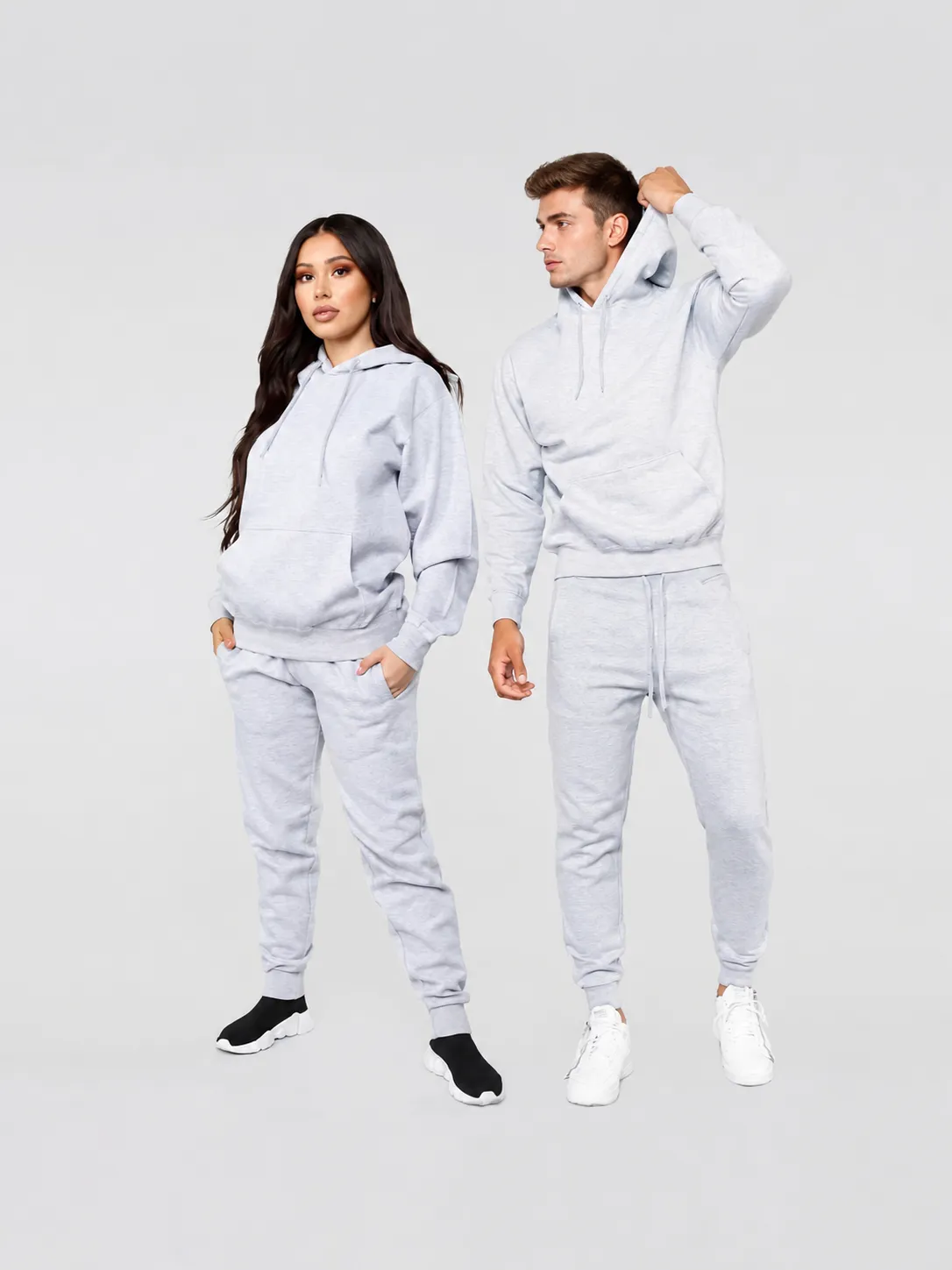 Herren Winter Fleecegefütterter Trainingsanzug Casual Kapuzenpullover Und Jogginghose Zweiteiliges Set Sportbekleidung