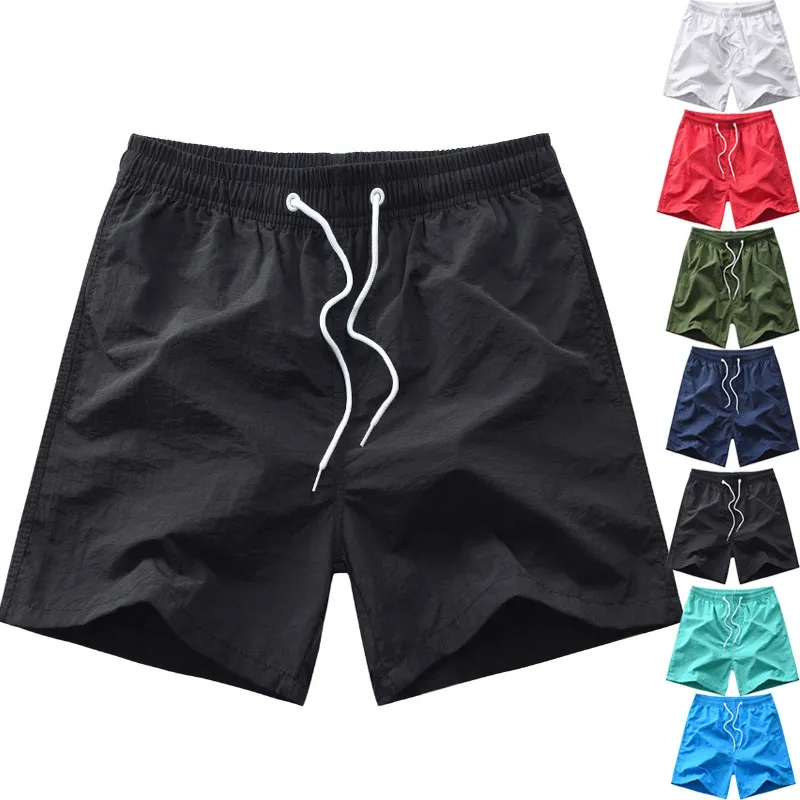 Pantaloncini da Spiaggia Casual ad Asciugatura Rapida da Uomo Estate Tinta Unita Vestibilità Larga Boardshorts Cintura Elastica Coulisse Sport