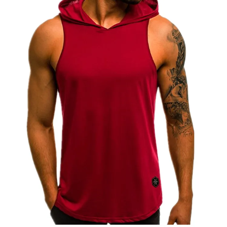 Heren Zomer Casual Met Capuchon Tanktop Losse Pasvorm Katoenmix Mouwloos Vest Sport Gym Fitness Workout Kleding