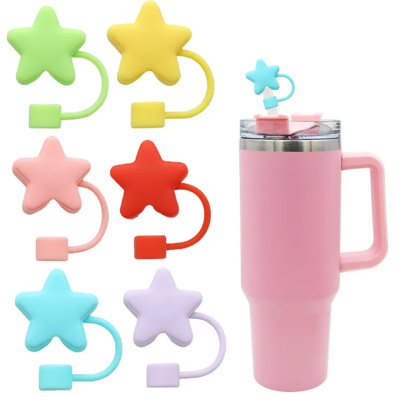 Cute Silicone Star Straw Cover Dust Plug Creative Cartoon Straw Cap Reusable Drinking Straw Accessories For Tumbler Cup