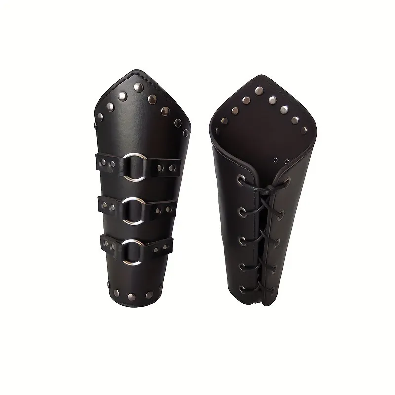 Bracciale in Pelle Punk Rock Medievale Rivetto Croce Intrecciato Protezione Braccio Vichingo Gotico Cosplay Accessori