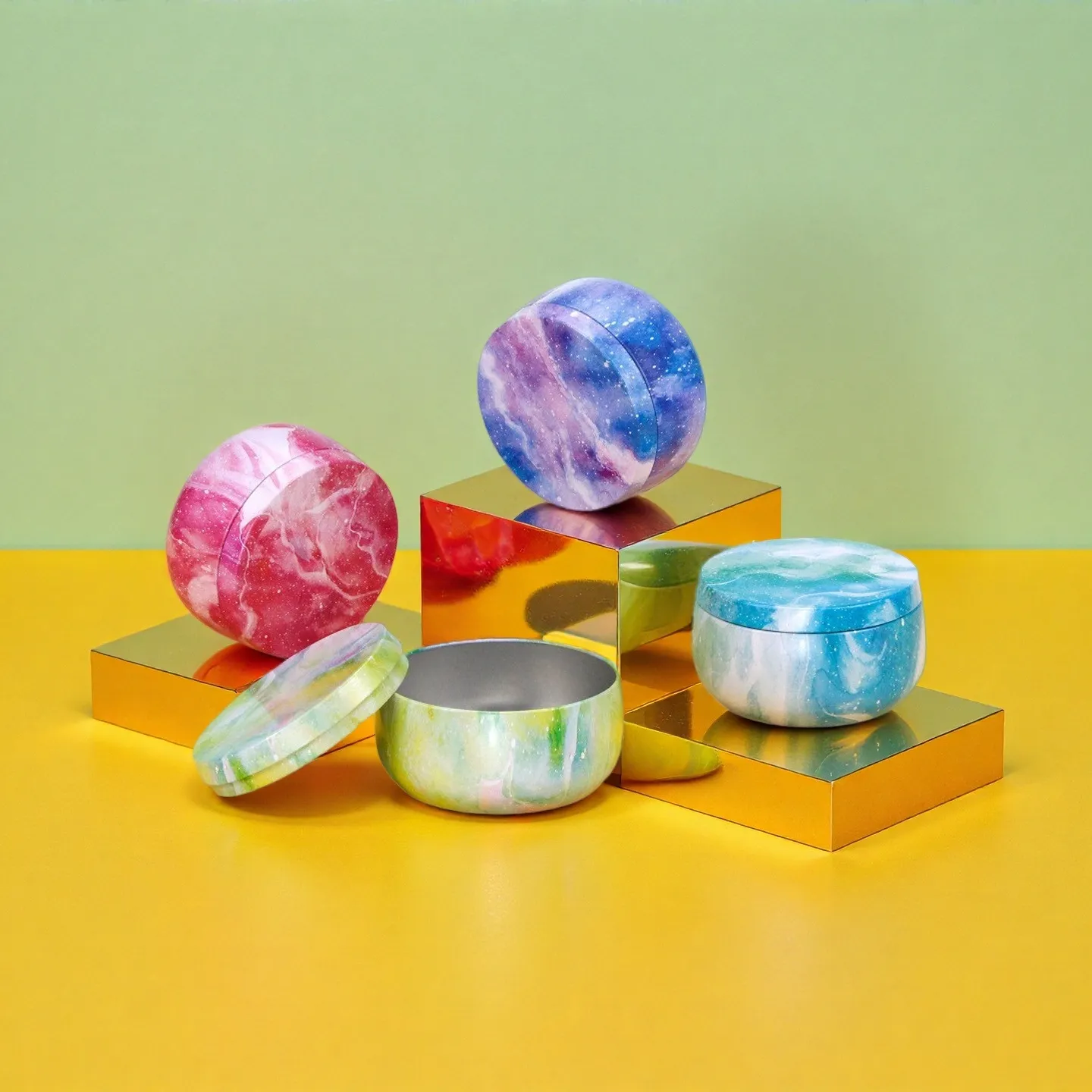 Large Capacity Metal Tinplate Round Jar Tin Box For Tea Candy Biscuit And Scented Candle Decorative Storage Container