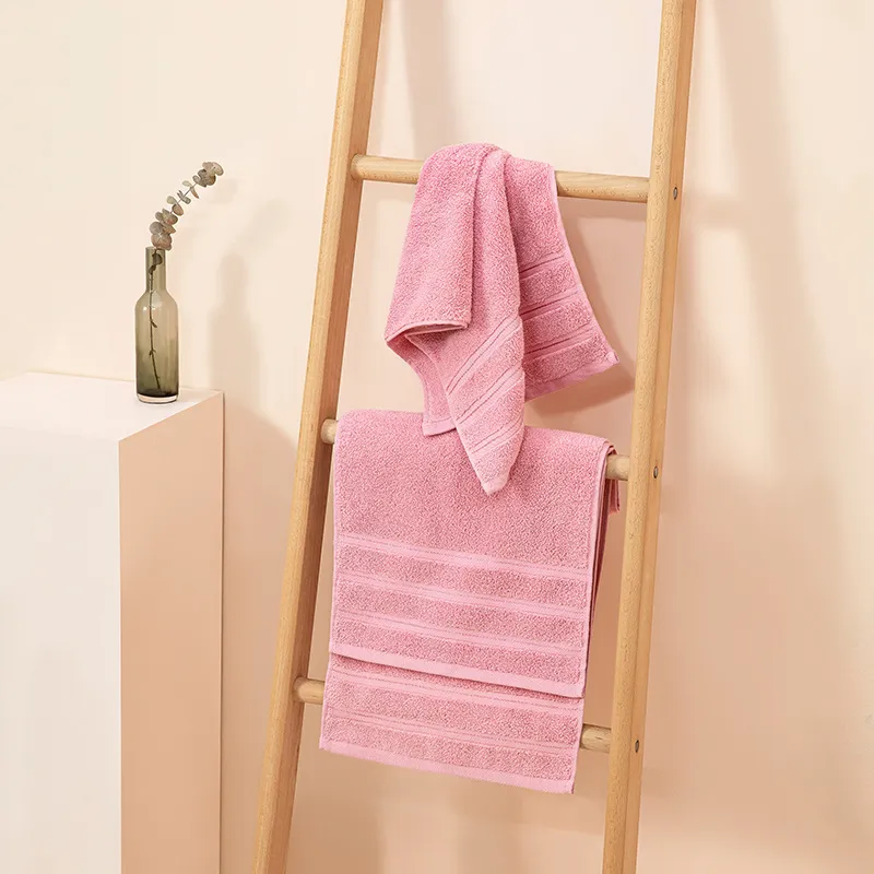 Serviette de Visage en Pur Coton Douce et Très Absorbante Couleur Unie Rayée Éponge pour Maison Salle de Bain Usage Quotidien