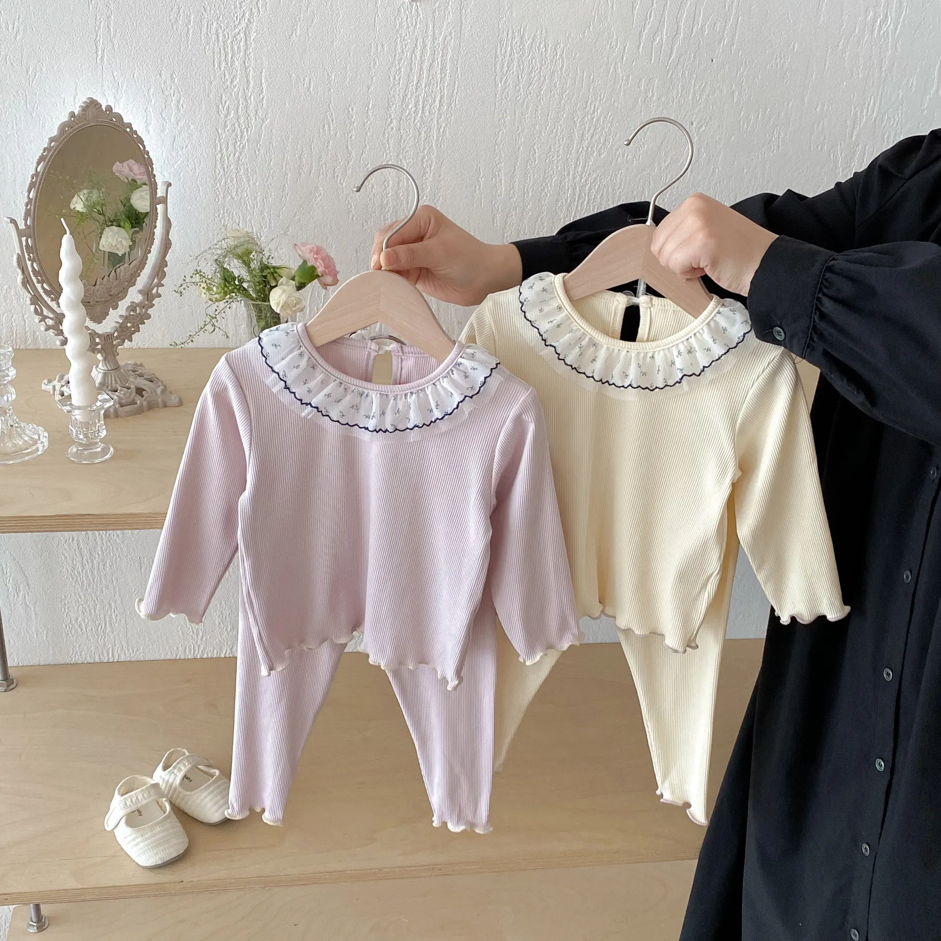 Baby Girls Autumn Clothing Set Cute Doll Collar Long Sleeve Base Shirt And Leggings Infant Toddler Outfit