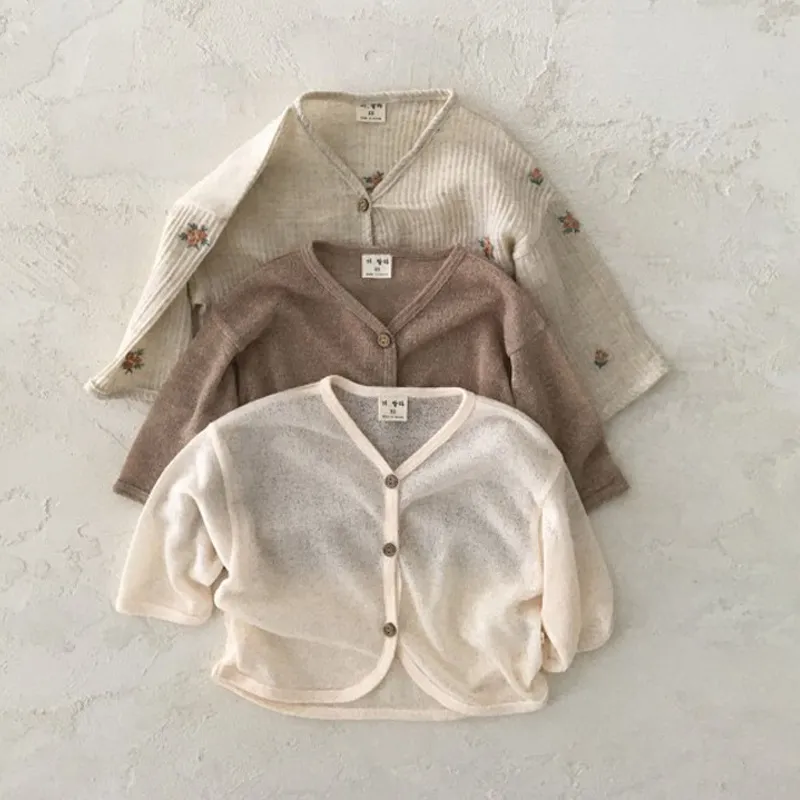 Infant Baby Summer Cardigan Cotton Breathable Sun Protection Top Newborn Knit Long Sleeve Cardigan Jacket