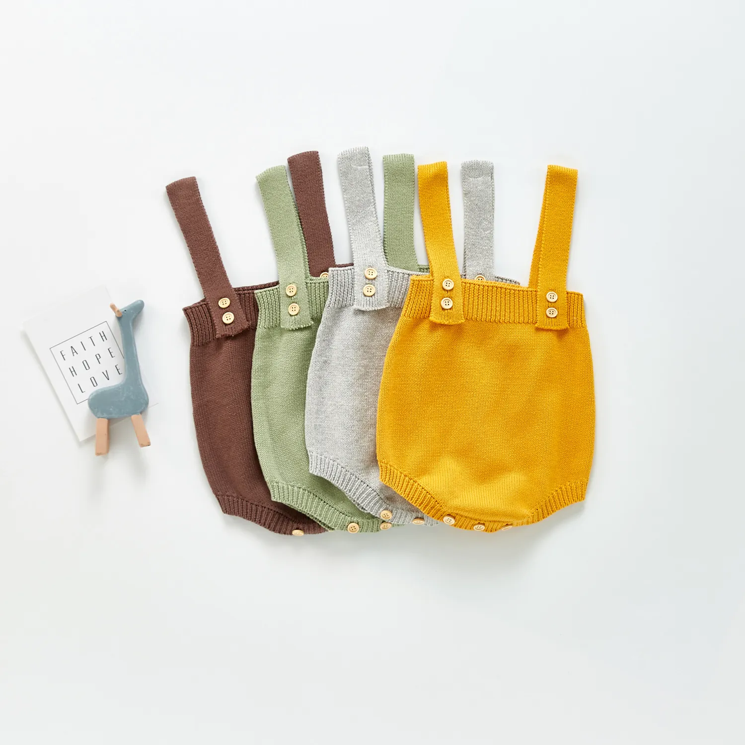 Bébé Nourrisson Nouveau-né Tricot Combinaison Couleur Unie Sans Manches Bretelles Body Coton Casual Printemps Automne