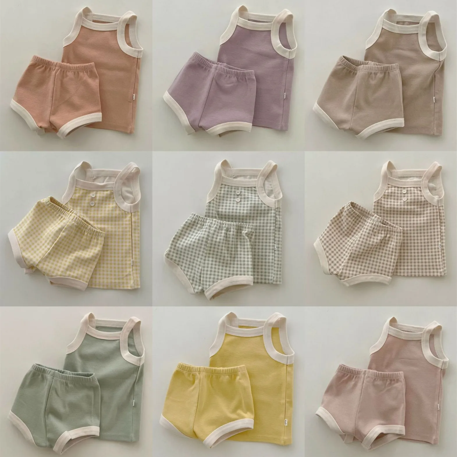 Nourrisson Bébé Été Coton À Carreaux Caraco Top Et Pantalon Couche Ensemble Mignon Style Coréen Vêtements Maison Enfants