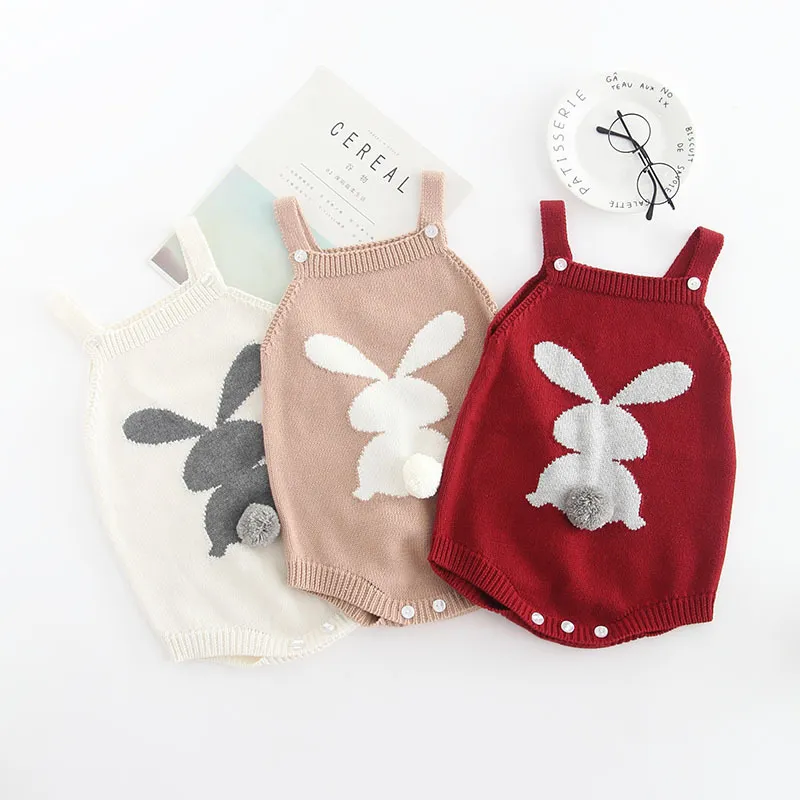 Infant Baby Cotton Cute Rabbit Pattern Strap Romper Newborn Sleeveless Casual Jumpsuit Baby Girl Boy Clothes