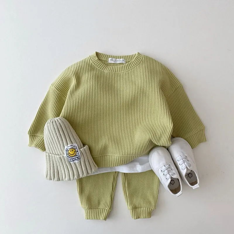 Infant Baby Toddler Cotton Casual Top And Bottom Long Sleeve Sweatshirt Pants Set Korean Style Children Clothing