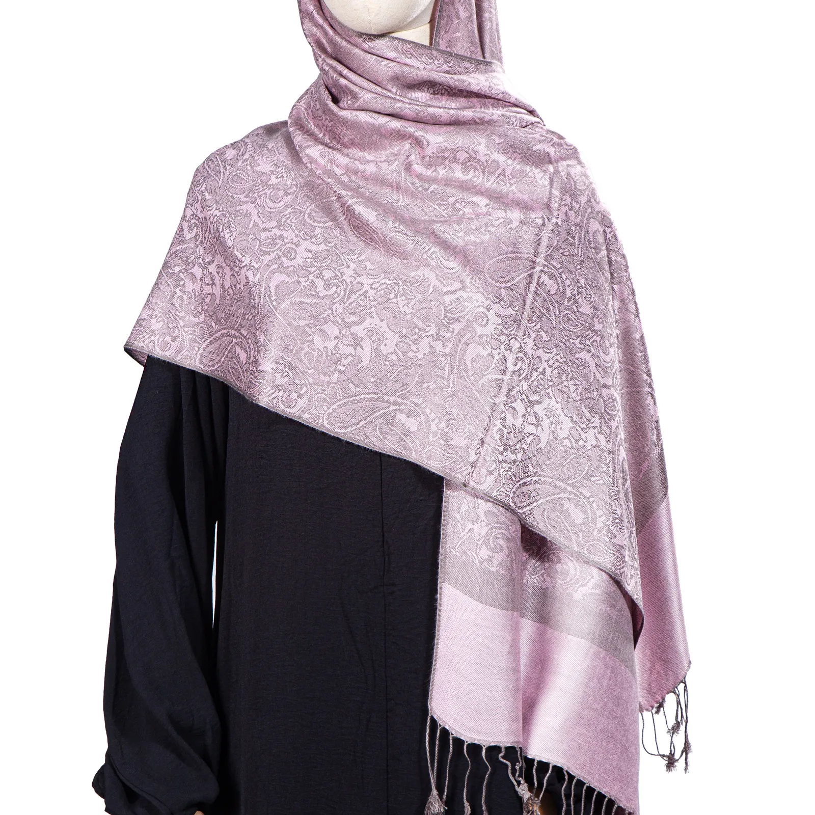 Paisley Jacquard Pashmina Scarf Cotton Acrylic Large Tassel Shawl Ethnic Retro Winter Warm Hijab Scarf For Women Daily Travel