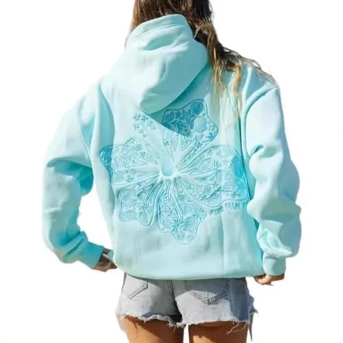 Γυναικείο Y2K Oversized Φούτερ με Κουκούλα Floral Μοτίβο Κοχύλι Πεσμένος Ώμος Επένδυση Fleece Casual Φαρδιά Μπλούζα