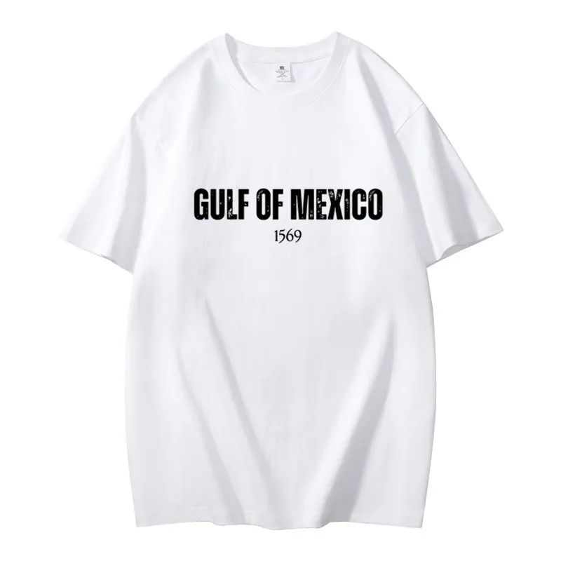 Gulf Of Mexico Bedrukt Katoenen T-Shirt Voor Heren Dames Oversized Casual Ronde Hals Korte Mouw Top Zomer Graphic Tee