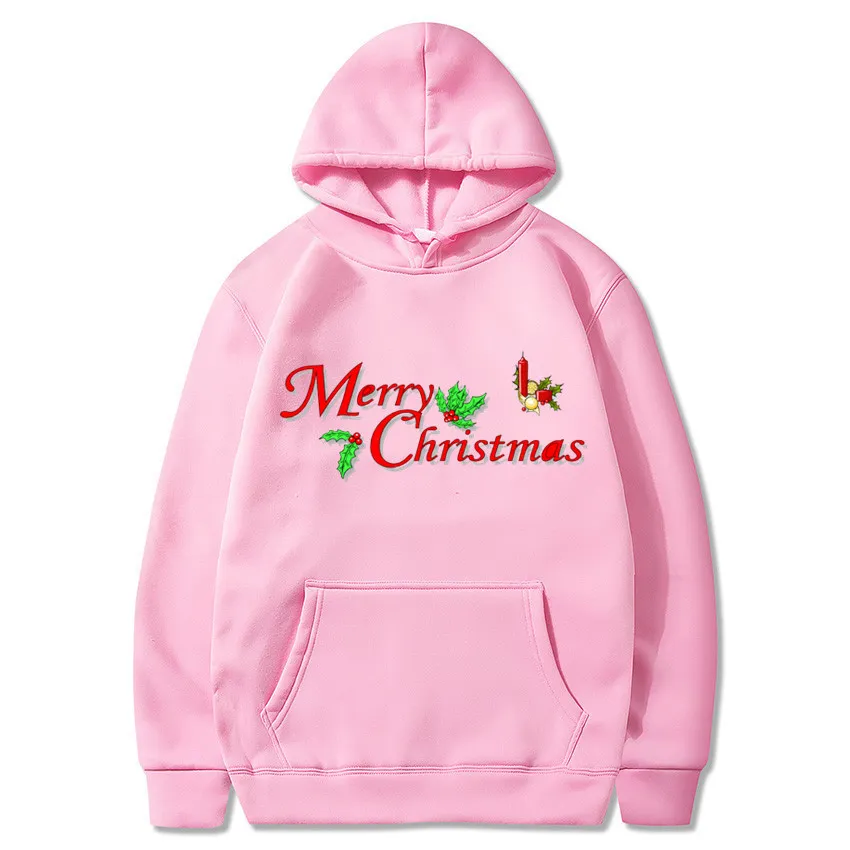 Felpa con Cappuccio in Pile Unisex con Stampa Grafica Natalizia Trendy Manica Lunga Top And Bottom Felpa Invernale Casual Festiva