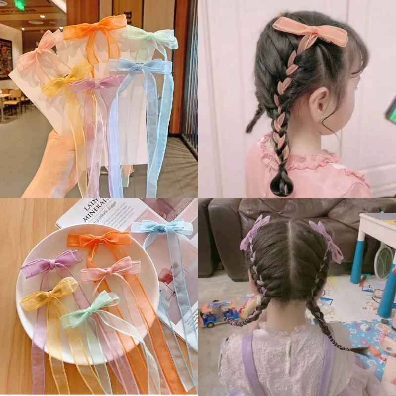 Koreanischer Stil Mädchen Quaste Schleife Haarspangen Handgefertigte Organza Band Haarnadeln Kinder Süß Haarschmuck